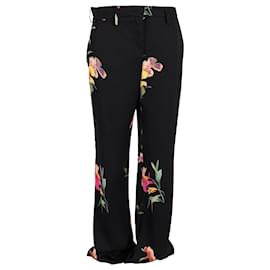 Etro-Pantalones con estampado floral de Etro en seda negra-Negro