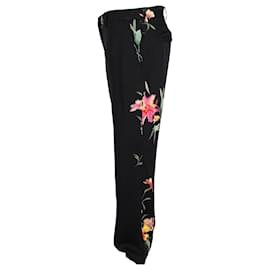 Etro-Etro Floral-Print Trousers in Black Silk-Black