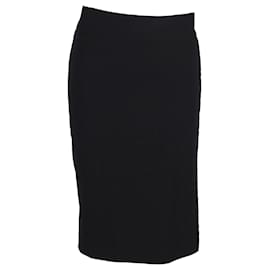 Dolce & Gabbana-Dolce & Gabbana Falda tubo hasta la rodilla con detalle de gancho lateral en algodón negro-Negro