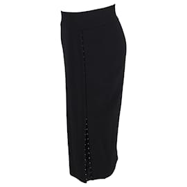 Dolce & Gabbana-Dolce & Gabbana Falda tubo hasta la rodilla con detalle de gancho lateral en algodón negro-Negro