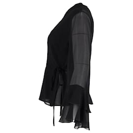Etro-Blusa estilo cruzada de Etro en seda negra-Negro