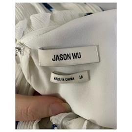 Jason Wu-Jason Wu Ruffled Floral-Print Midi Dress in White Silk Blend-White