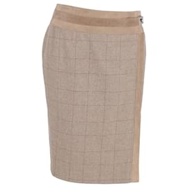 Polo Ralph Lauren-Polo Ralph Lauren Plaid Knee-Length Skirt in Beige Wool-Brown,Beige