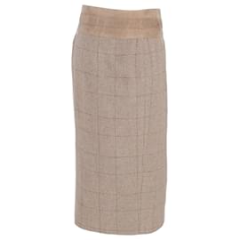 Polo Ralph Lauren-Polo Ralph Lauren Plaid Knee-Length Skirt in Beige Wool-Beige