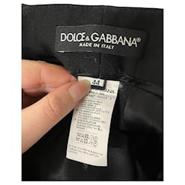 Dolce & Gabbana-Calças cônicas Dolce & Gabbana em lã preta-Preto