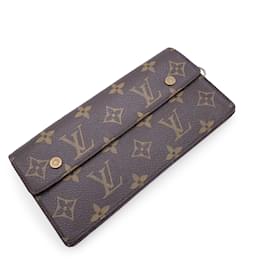 Louis Vuitton-Braune lange Akkordeon-Geldbörse aus Segeltuch mit Monogramm-Braun