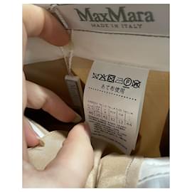 Max Mara-Max Mara Pleated Wide-Leg Trousers in Peach Virgin Wool-Peach