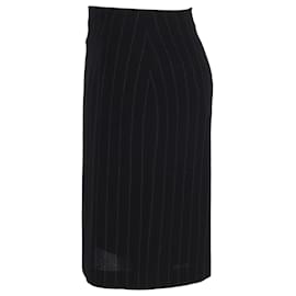 Max Mara-Max Mara Striped Knee-Length Skirt in Black Cotton-Black
