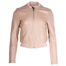 Maje Bomber Jacket in Pink Leather  Pink