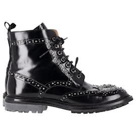 Church's-Church's Angelina Studded Glossed Ankle Boots in Black Leather-Black