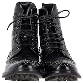 Church's-Church's Angelina Studded Glossed Ankle Boots in Black Leather-Black