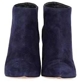 Gianvito Rossi-Gianvito Rossi Ankle Boots in Navy Blue Suede-Navy blue