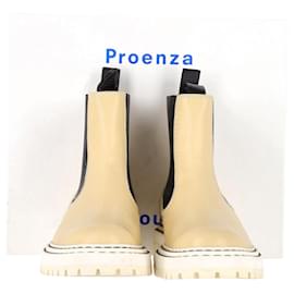 Proenza Schouler-Proenza Schouler Chelsea Ankle Boots in Beige Leather-Beige