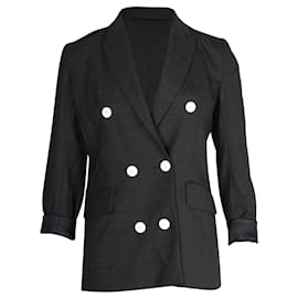 Sandro Polka Dot Blazer in Black Polyester Black