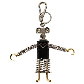 Prada Robot key ring charm in Saffiano Black