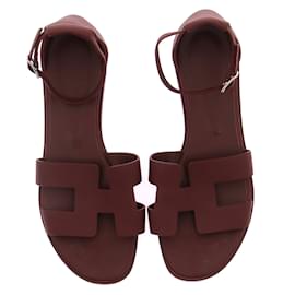 Hermès-HERMES Sandales T.UE 38.5 Cuir-Bordeaux