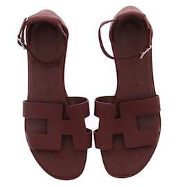 Hermès-HERMES  Sandals T.eu 38.5 leather-Dark red