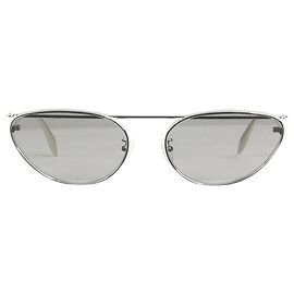 Alexander Mcqueen Silberne Cat-Eye-Sonnenbrille mit Metallrahmen Silber