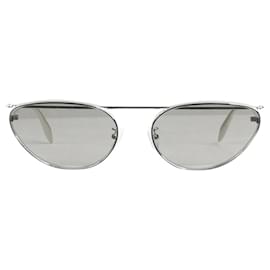 Alexander Mcqueen-Silver cat eye metal frame sunglasses-Silvery