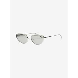 Alexander Mcqueen-Silver cat eye metal frame sunglasses-Silvery