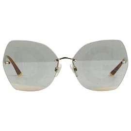 Dolce & Gabbana-Braune, übergroße Sonnenbrille mit Schriftzug auf den Gläsern-Braun