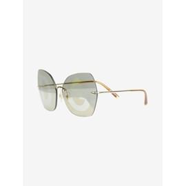 Dolce & Gabbana-Brown oversized sunglasses with lettering on lenses-Brown