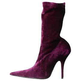 Balenciaga-Boots à bout pointu en velours violet - taille EU 39.5-Violet