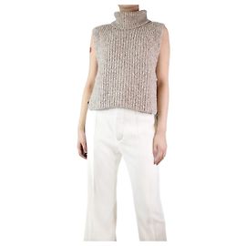 Isabel Marant Etoile Haferflockenfarbener, ärmelloser, gerippter Rollkragenpullover – Größe UK 10 Andere
