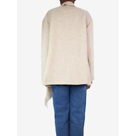 Isabel Marant Etoile-Cappotto in misto lana color crema con frange - taglia UK 6-Crudo