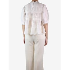 Autre Marque-White lace-trimmed embroidered top - size S-White