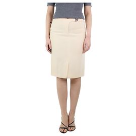 Versace Cream wool pencil skirt - size UK 8 Cream