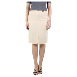 Versace-Cream wool pencil skirt - size UK 8-Cream