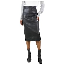 Autre Marque-Black grained leather skirt - size UK 6-Black