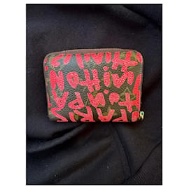 Louis Vuitton-Portafoglio Zippy limitato Collezione Sprouse Graffiti-Marrone,Rosa