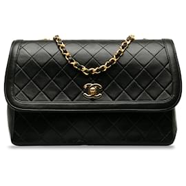Chanel-Chanel Black CC Lambskin Crossbody Bag-Black