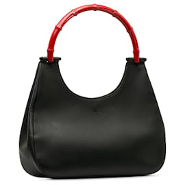 Gucci-Gucci Black Bamboo Leather Handbag-Black