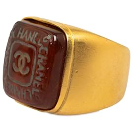 Chanel-Anillo con logo en tono dorado de Chanel Gold-Dorado
