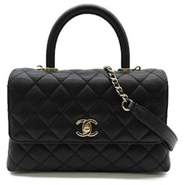 Chanel-Small  Caviar Coco Handle Bag A92990-Black