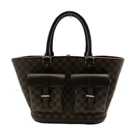 Louis Vuitton-Louis Vuitton Damier Ebene Manosque GM avec pochette sac cabas en toile N51120 In excellent condition-Marron