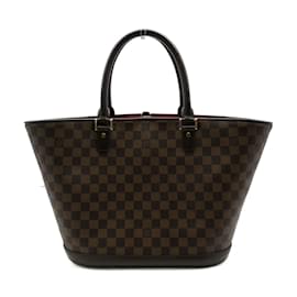 Louis Vuitton-Louis Vuitton Damier Ebene Manosque GM com bolsa sacola de lona N51120 Em uma boa condição-Marrom