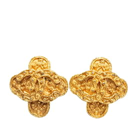 Chanel-Boucles d'oreilles clip croix CC-Doré