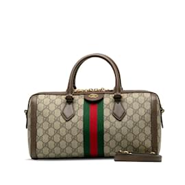 Gucci-GG Supreme Ophidia Boston Bag  524532-Brown