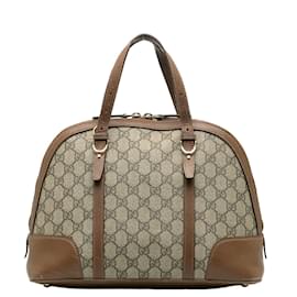 Gucci-GG Supreme Dome Bag  309617-Brown
