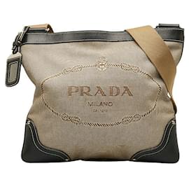 Prada-Canapa Logo Canvas Crossbody Bag-Beige