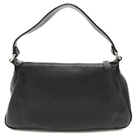 Chanel-Leather Lax Front Zip Shoulder Bag-Black