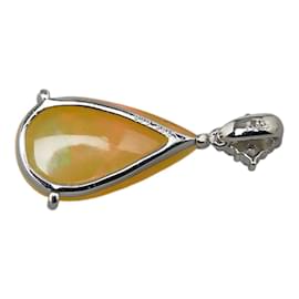 & Other Stories-Platinum Opal Pendant-Yellow