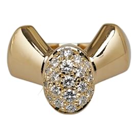 & Other Stories-K18YG Gelbgold Diamant 0,30 ct Pave Ring in Ausgezeichnetem Zustand-Golden