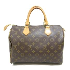 Louis Vuitton-Louis Vuitton Monogram Speedy 35 Bolsa de lona M41524 em boa condição-Marrom