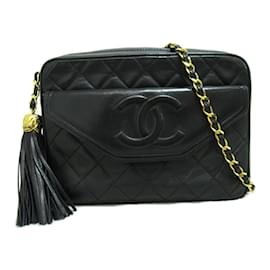 Chanel-Sac à bandoulière en cuir Chanel Quilted CC en très bon état-Noir