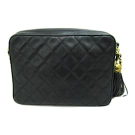 Chanel-Bolsa acolchoada para câmera CC-Preto